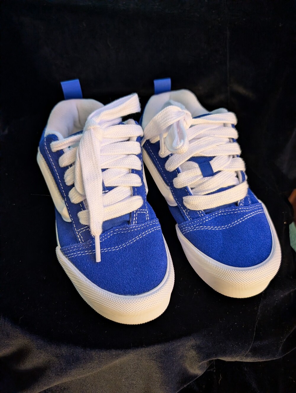 Vans Kids Blue and White Low-Top Skate Sneakers